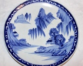 Late Edo Fine Japanese KO-IMARI Arita Kiln Blue White Sometsuke Platter