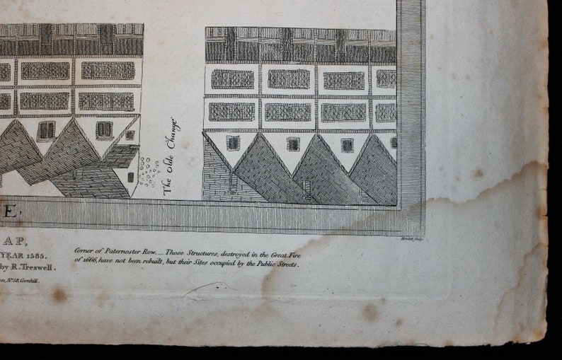 C'1814 Map of Cheapside, London 1585 After R. Treswell Engraved by B ...