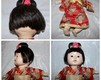 Antique 1920's Japanese Ichimatsu 市松人形 Gofun Baby Girl Antique 1920's Japanese Ichimatsu 市松人形 Gofun Baby Girl