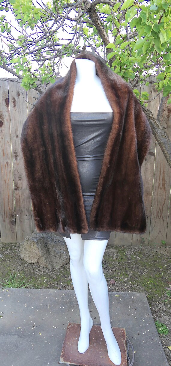 Luxury Real Brown Mahogany Ranch Mink Fur 73" Sha… - image 8