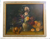 Antique c 39 1900s Komarowski (Komarowski.-Sailor.) Polish, Original Oil Painting Signed Still Life Floral Fruit