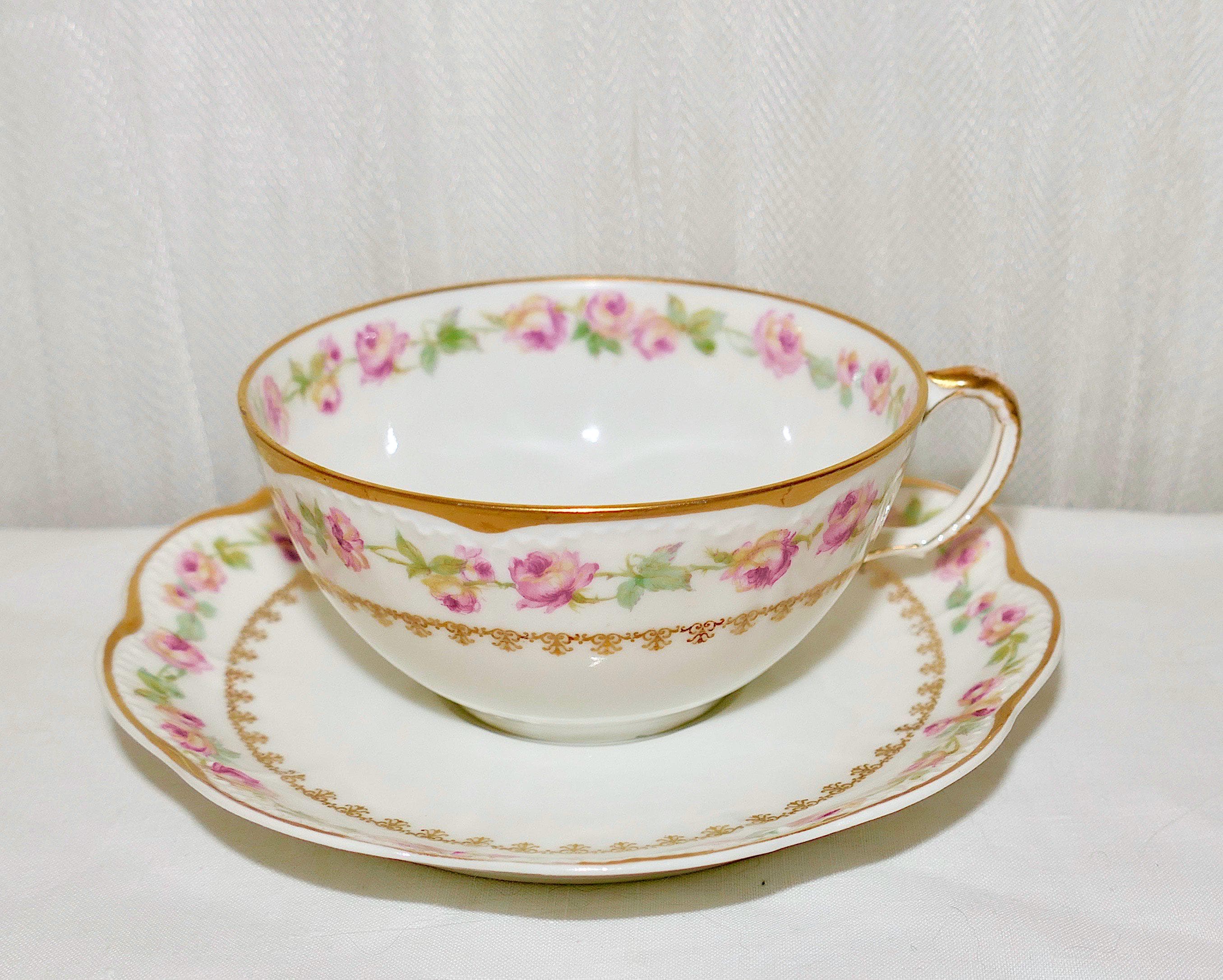 HAVILAND LIMOGES FRANCE Schleiger 526 Hand Painted China Footed 1