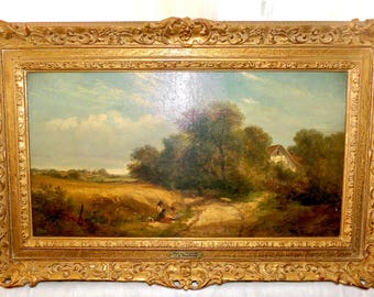 19thC James Edwin Meadows (1828-1888, British) Original Oil Painting Signed Antique Gilt Frame