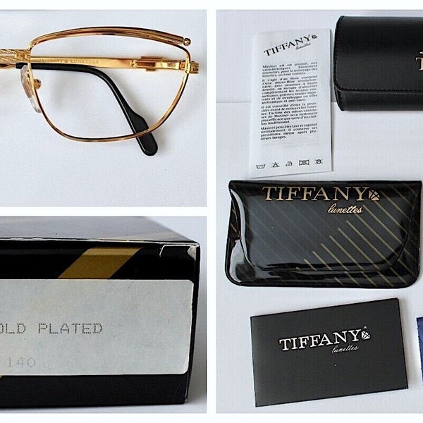 TIFFANY LUNETTES ITALY T315 23k Gold Plated Luxury Eyeglasses 59-17-140 Original Box