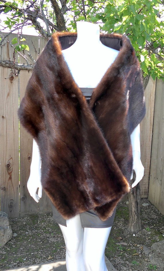Luxury Real Brown Mahogany Ranch Mink Fur 73" Sha… - image 3