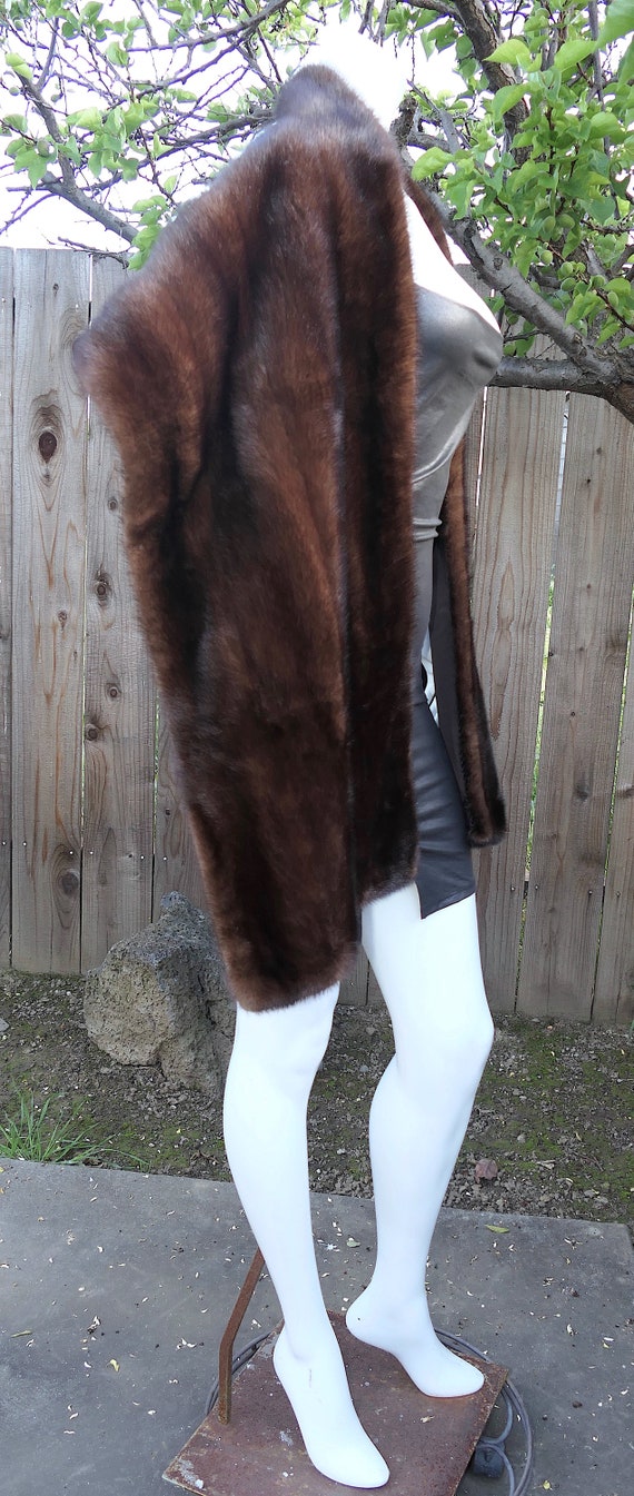 Luxury Real Brown Mahogany Ranch Mink Fur 73" Sha… - image 6