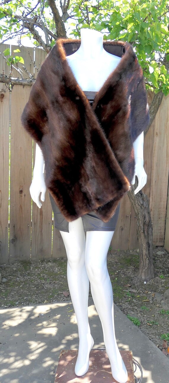 Luxury Real Brown Mahogany Ranch Mink Fur 73" Sha… - image 1