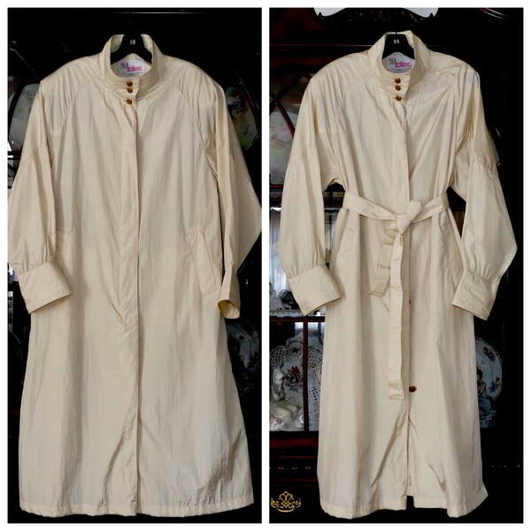 Vintage 80s TOTES Trench Coat Raincoat Size 10US Lightweight Taffeta 100% Nylon Great Condition