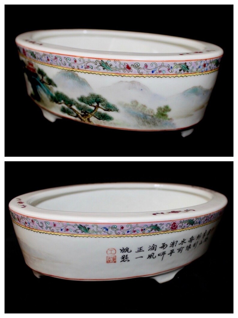 Republic Chinese Famille Verte Wucai \u5eb7\u7199\u4e94\u5f69 Hand Painted Enamel Polychrome Porcelain Bowl Jardiniere