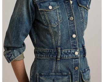 Lauren Ralph Lauren Denim Trucker Dress / Long Jacket Size 16 Haze Wash