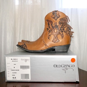 OLD GRINGO 9.5 SONOYA 6" Stivaletti con aquila in rilievo in pitone, frange e borchie