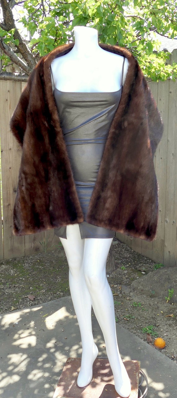 Luxury Real Brown Mahogany Ranch Mink Fur 73" Sha… - image 5