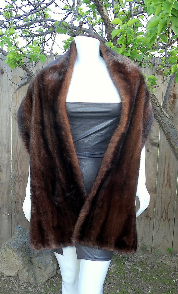 Luxury Real Brown Mahogany Ranch Mink Fur 73" Sha… - image 2