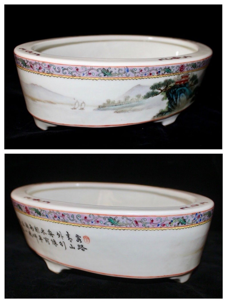 Republic Chinese Famille Verte Wucai \u5eb7\u7199\u4e94\u5f69 Hand Painted Enamel Polychrome Porcelain Bowl Jardiniere