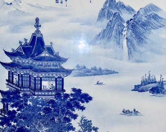 Chinese Blue White Porcelain Qinghua Ci 青花瓷 Mountain River Shan