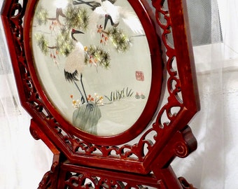 Chinese Republic Hunan Xiang Xiu Double-sided Silk Cranes