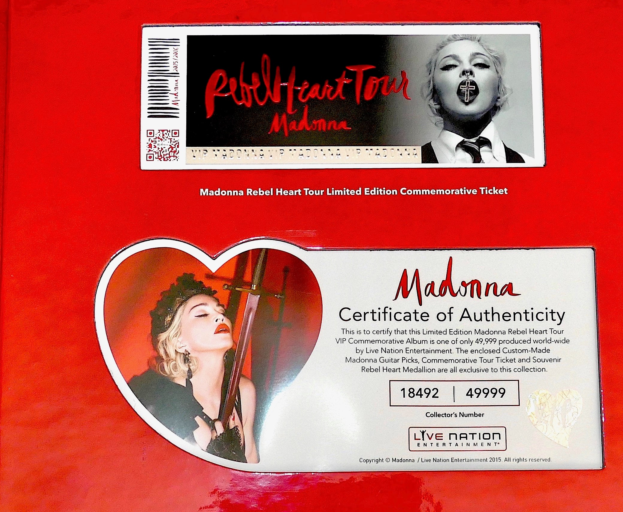 Madonna Rebel Heart Tour 2015 VIP Commemorative Album COA Madonna Rebel Heart Tour 2015 VIP Commemorative Album COA