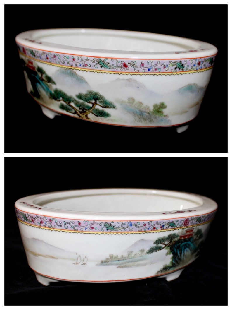 Republic Chinese Famille Verte Wucai \u5eb7\u7199\u4e94\u5f69 Hand Painted Enamel Polychrome Porcelain Bowl Jardiniere