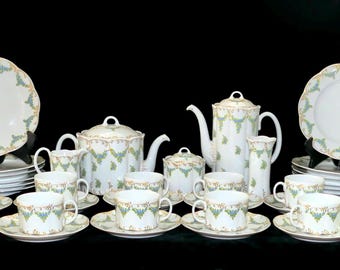 Vintage ROSENTHAL Germany 41 Pc MONBIJOU Hand Painted "Forget Me Nots" Fine China Tea Coffee Set For 12