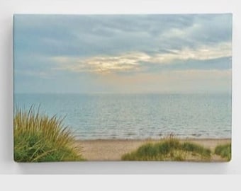 CANVAS 8X12 Lake Michigan Haze-Gallery Wrap, Lake Michigan, Great Lakes, Michigan Beaches, Beach Photography, Beach Decor, Pure Michigan