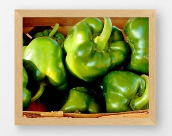 FARM MARKET Green Peppers-Fine Art Print, Food Photography, Kitchen Decor, Restaurant Decor, Country Kitchen, Farmhouse Decor, Vegetables
