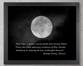 QUEEN MOON-Fine Art Print, Moon Photography, Lunar Photography, Moon Decor, Bedroom Decor, Picture Of Moon, Moon Poetry, Full Moon Picture