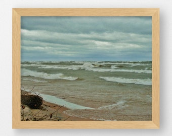 LAKE MICHIGAN STORM--Lake Michigan, Stormy Weather, Berrien County, Michigan Photography, Beach Photography, Nautical, Great Lakes, Seascape