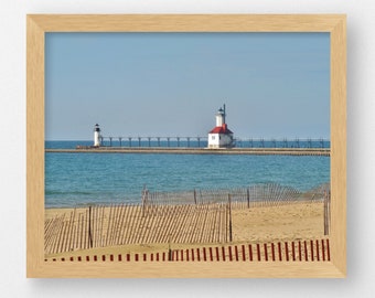 AWAITING WINTER-Fine Art Print, Beach Photography, Beach Decor, Lighthouses, Lake Michigan, Great Lakes, Michigan Lighthouses, Fall Decor