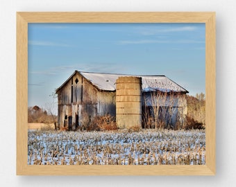 BARN IN WINTER-Fine Art Print, Old Barn, Barn Photography, Farmhouse Decor, Rustic Decor, Winter Landscape, Picture of Barn, Barns, Barn Art