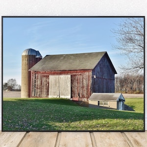 OLD BARN and SILO-Fine Art Print, Old Barn, Barn Photography, Farmhouse Decor, Picture of Barn, Barn Art, Barn Print, Country Decor, Farm