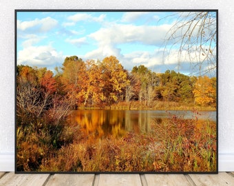 FALL WATERCOLORS--Fall Photography, Michigan Photography, Fall Landscape, Autumn, Woodland, Lake, Fall Colors, Lake in Fall, Fall Trees