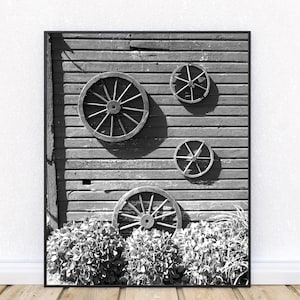 RUSTIC WAGON WHEELS-Fine Art Print, Farm Photography, Barns, Old Barn, Wagon Wheels, Rustic, Farmhouse Decor, Country Decor, Picture of Barn
