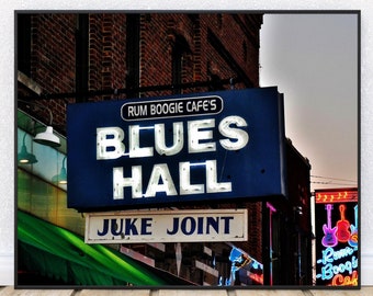 BEALE STREET Memphis-Rum Boogie Blues Hall Fine Art Print, Memphis Prints, Memphis Pictures, Beale Street Prints, Beale Street Clubs, Music