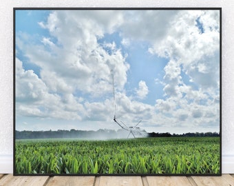 FARM IN SUMMER-Fine Art Print, Corn Field, Farm Photography, Farmhouse Decor, Country Decor, Country Landscape, Farm Picture, Farm Print