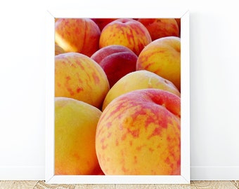 FARM MARKET PEACHES-Fine Art Print, Kitchen Decor, Farmhouse Kitchen, Farmhouse Decor, Food Photography, Picture Of Peaches, Fruit Picture