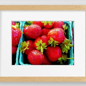 STRAWBERRIES MINI PRINT-Fine Art Print, Kitchen Decor, Restaurant Decor, Country Kitchen, Farmhouse Decor, Food Photography, Fruit Print image 1