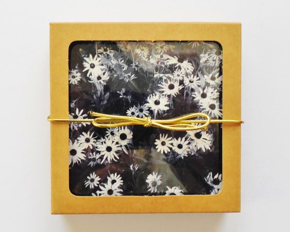BLACK-EYED SUSAN Beverage Coasters-Set Of 4, Hostess Gift, Housewarming Gift, Coaster, Fine Art Coasters, Drink Ware, Bar Ware, Shower Gift