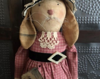 Primitive 17 Inch Muslin Spring/Summer Bunny Rabbit