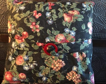 15”x15” Black with Fruit Design Pillow