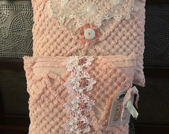 Victorian Style Pink Chenille Pillow. See description for information. Customer Choice.