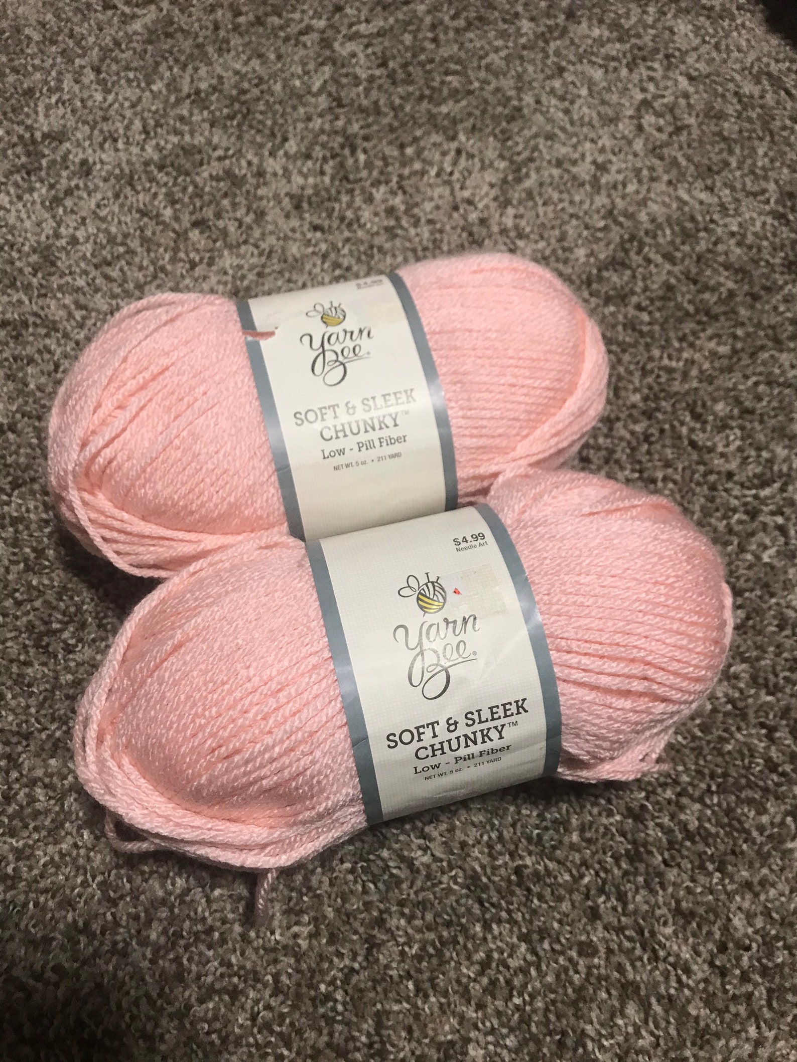 2 Baby Bee Soft and Sleek Chunky Soft Pink acrylic blend yarn Etsy
