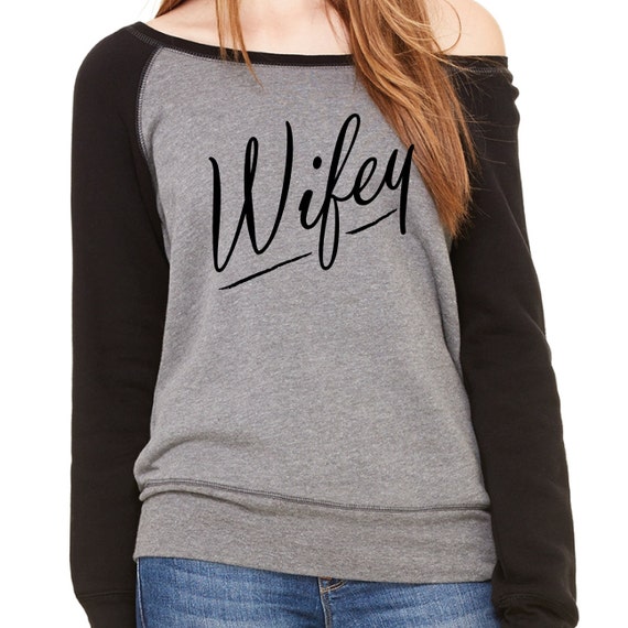 Wifey Bella Canvas Ladies' Wideneck Sweatshirt Deep | Etsy