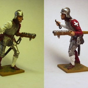 Schweizer Krieger mit Handgonne (Coulevrine), 15. Jahrhundert / Zinnfigur 54 mm