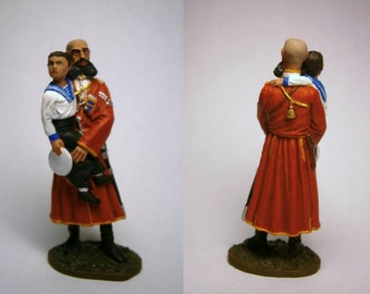 Tsesarevich Alexei Romanov with cossack, 1913 / Tin figure 54mm