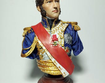 Busto del mariscal de Francia Jean-de-Dieu Soult (1769-1851). Guerras napoleónicas / Figura de resina pintada a escala 1/10 (200 mm).