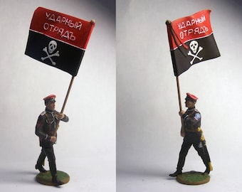 Oficial del regimiento de asalto del general Kornilov, Guerra Civil Rusa, Ejército Blanco 1918-1920 / Figura de estaño de 54 mm