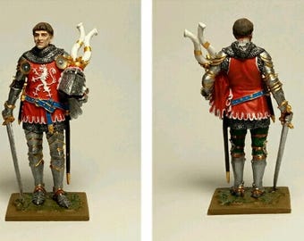 Medieval Knight XIV century / Tin figure 54mm