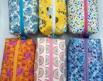 Boxed Cotton Zipper Pouch: Travel Makeup, Pencil, or Sewing Bag