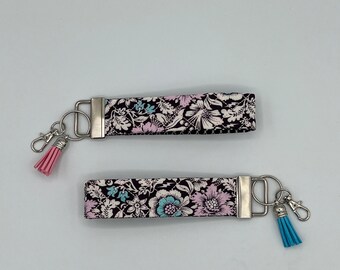 Tula Pink Nightshade Key Fob: Floral Cotton Wristlet Keychain