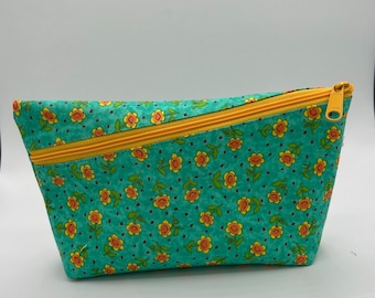 Cross Zipper Pouch - Sunflowers